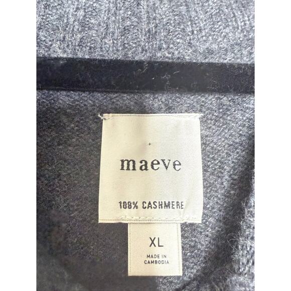 Maeve Anthropologie NWT XL Chandler 100 Cashmere Sweater Gray Box Fit Minimalist - Picture 4 of 10